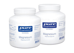 Produktbild der Produkte Magnesiumcitrat 180 Kps. und Magnesiumglycinat 180 Kps. von pure encapsulations