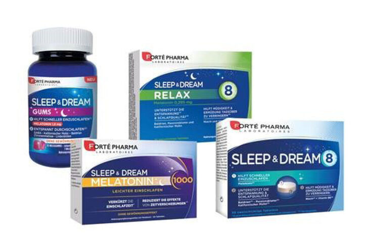 Produktbild verschiedener Sleep & Dream Produkte von Forté Pharma