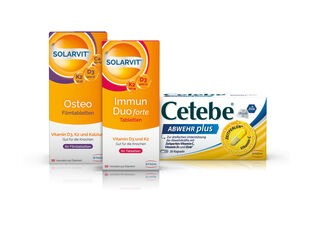 Produktabbildungen der Marken Solarvit und Cetebe