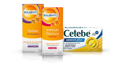 Produktabbildungen der Marken Solarvit und Cetebe