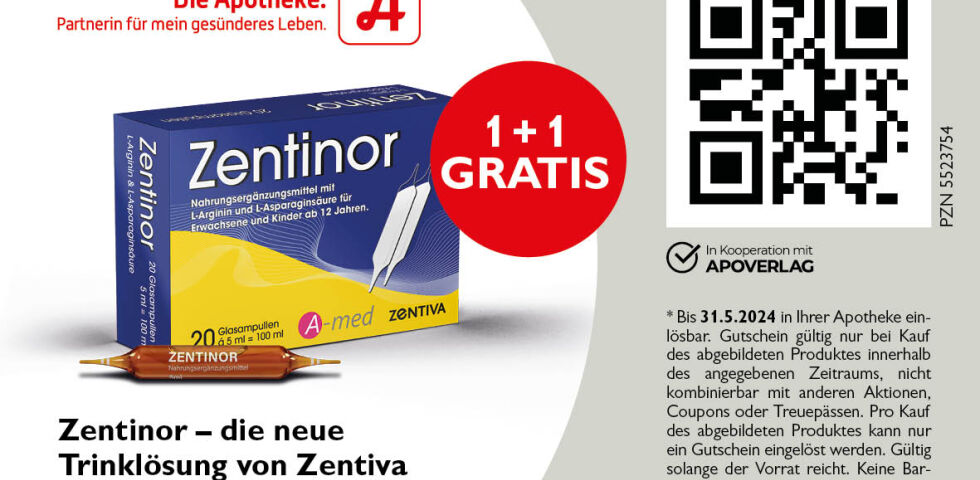 DA_Couponing_0324_Online_Zentinor - Zentinor: Beim Kauf von zwei Produkten gibt es eines umsonst - gültig bis 31.05.2024 - © APOVERLAG/A-Med GmbH