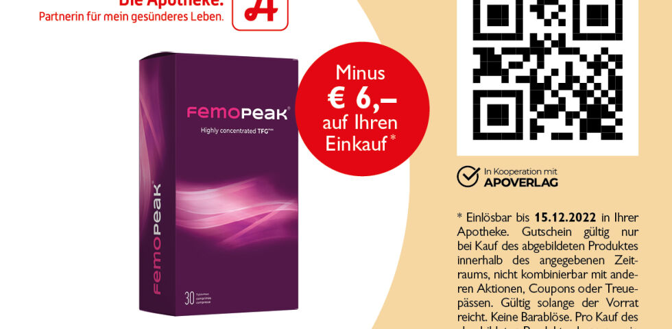 DA_Couponing_September_Online_Femopeak - FEMOPEAK® Tabletten, 30 Stück, minus € 6,– auf Ihren Einkauf - gültig bis 15.12.2022